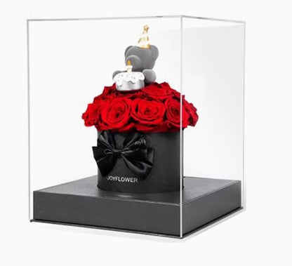 JoyFlower Preserved Real Rose in a Acrylic Box