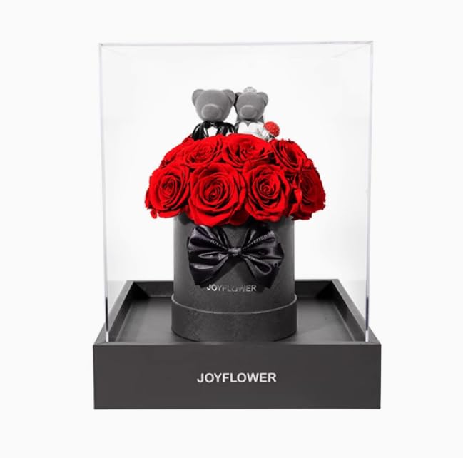 JoyFlower Preserved Real Rose in a Acrylic Box