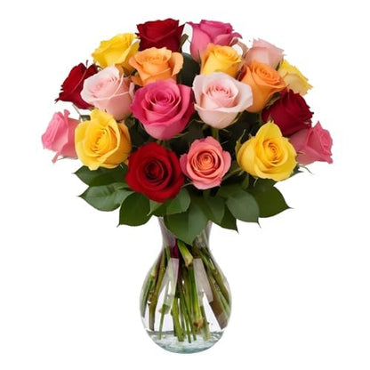 Assorted Multicolor Fresh Rose Bouquet