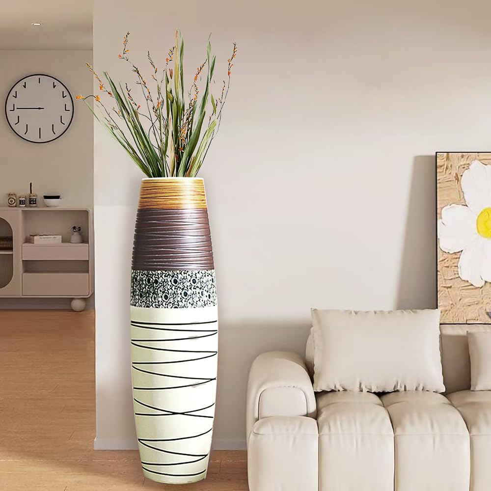 Tall Rustic Ceramic Floor Vase Decor
