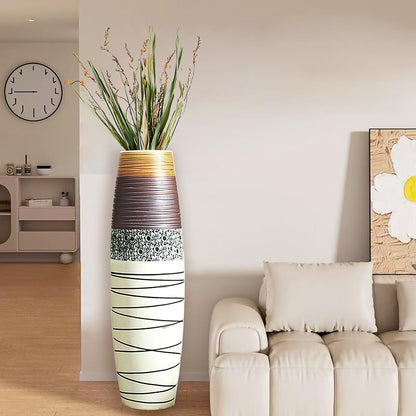 Tall Rustic Ceramic Floor Vase Decor