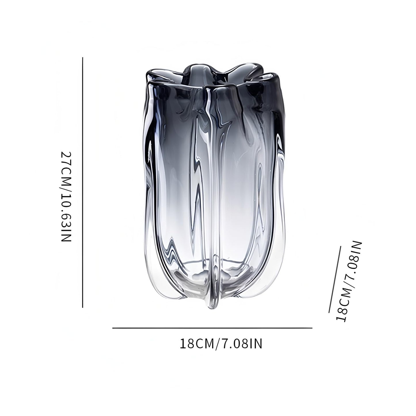 Modern Hand Blown Grey Glass Vase