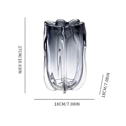 Modern Hand Blown Grey Glass Vase