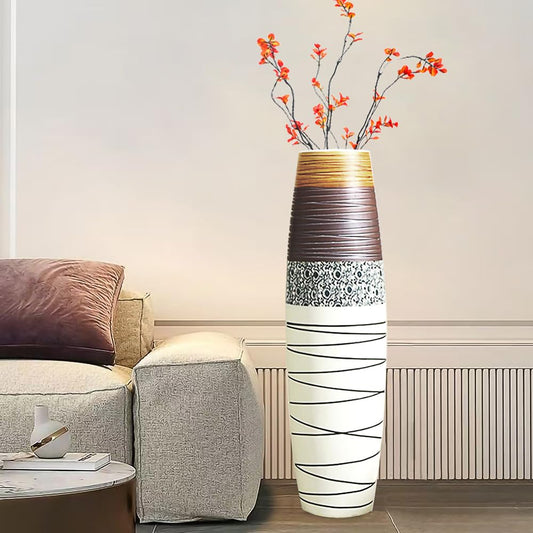 Tall Rustic Ceramic Floor Vase Decor