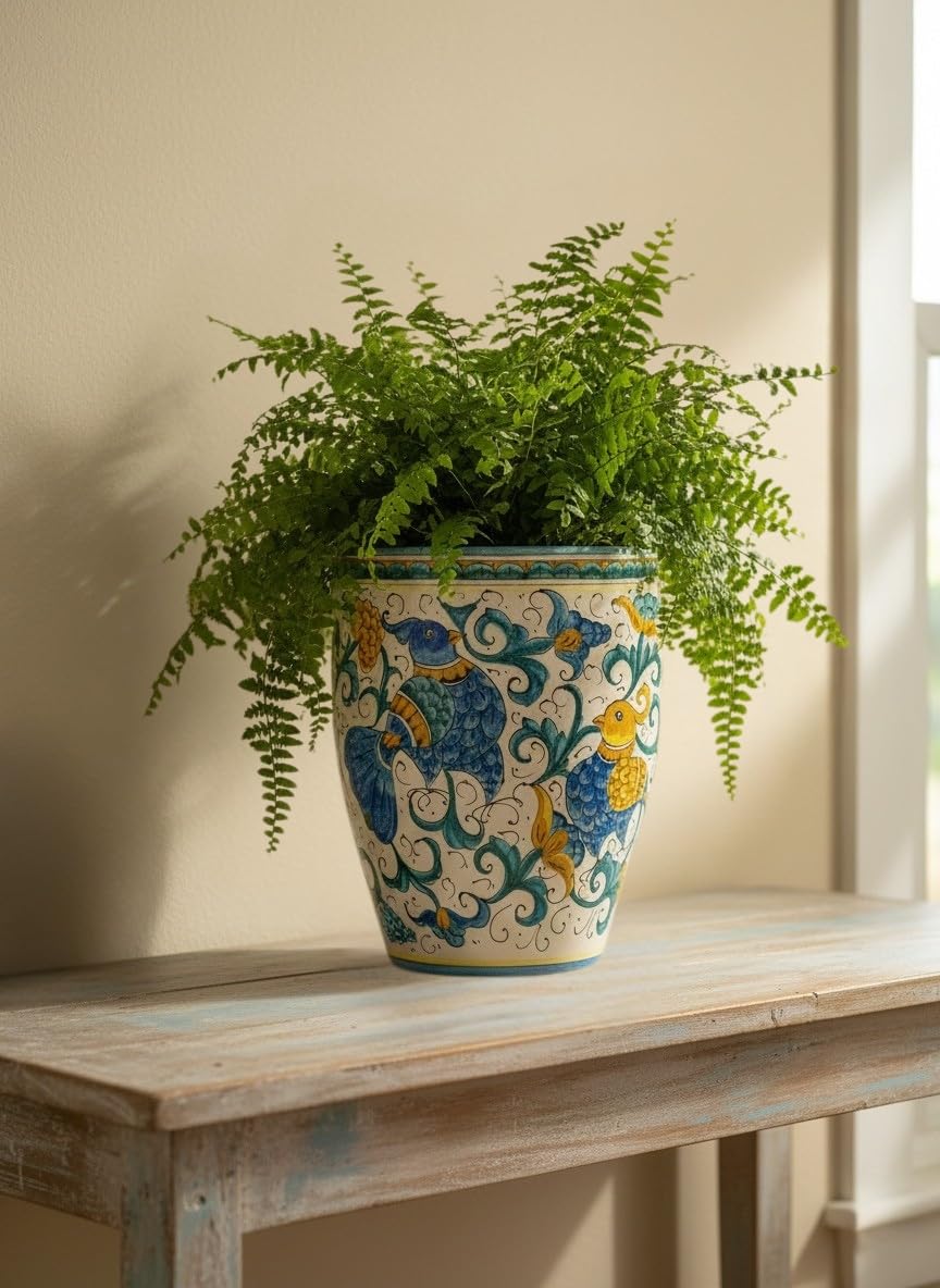Italian Hand Painted Ceramic Planter Pot