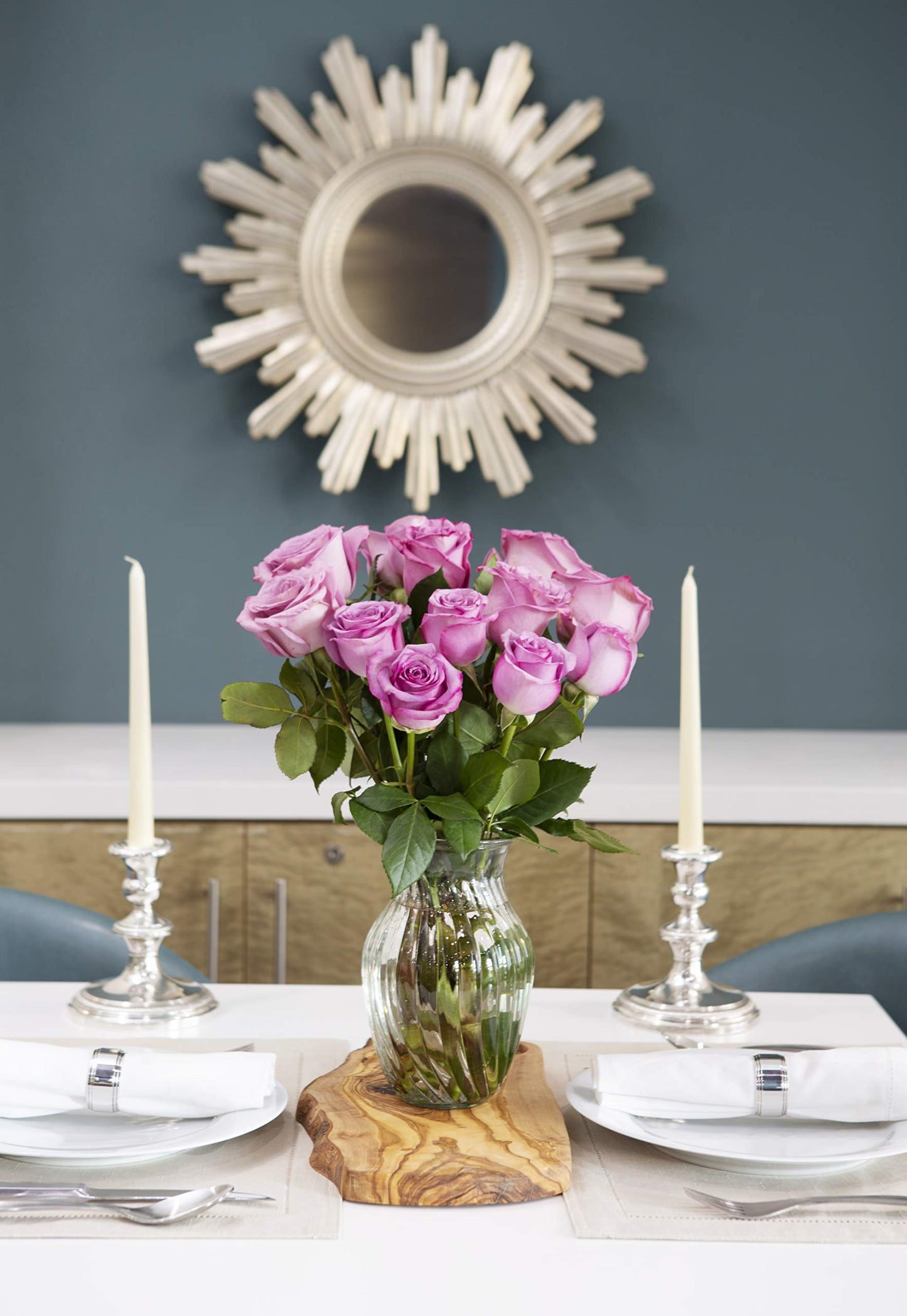 Long Stem Purple Rose Bouquet With Vase