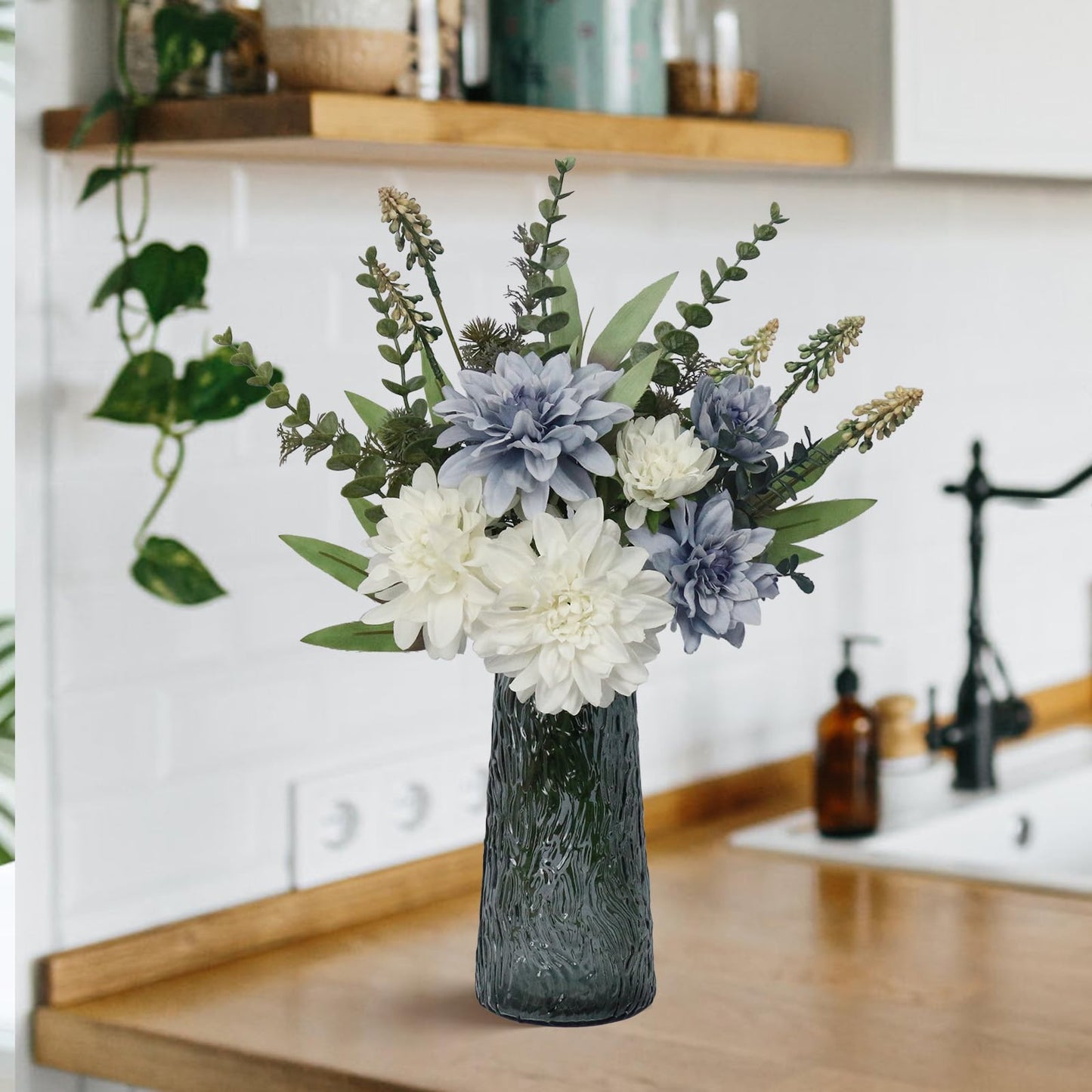 Silk Faux Flower Arrangement In Decorative Vase