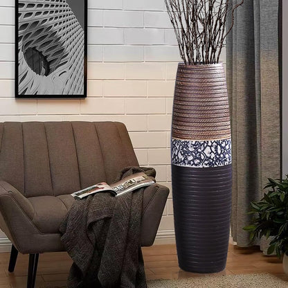 Tall Rustic Ceramic Floor Vase Decor