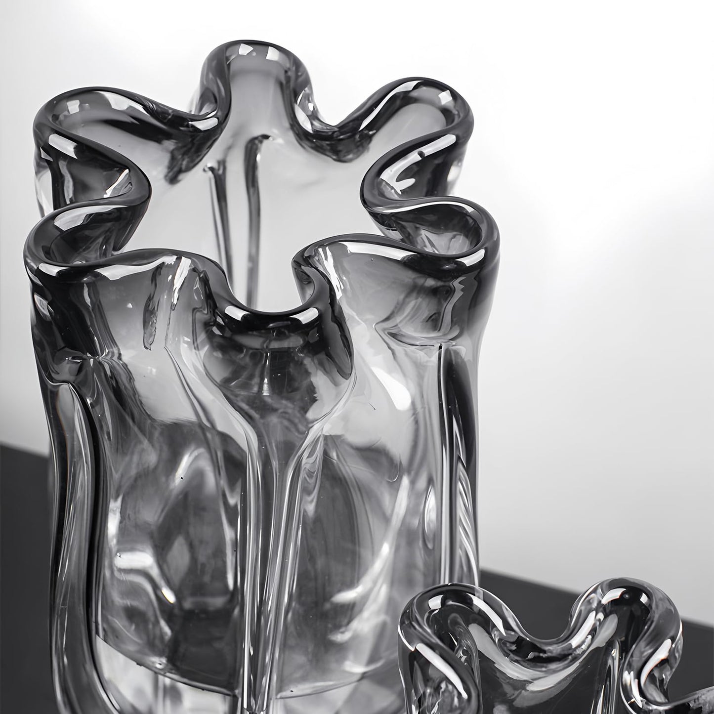 Modern Hand Blown Grey Glass Vase