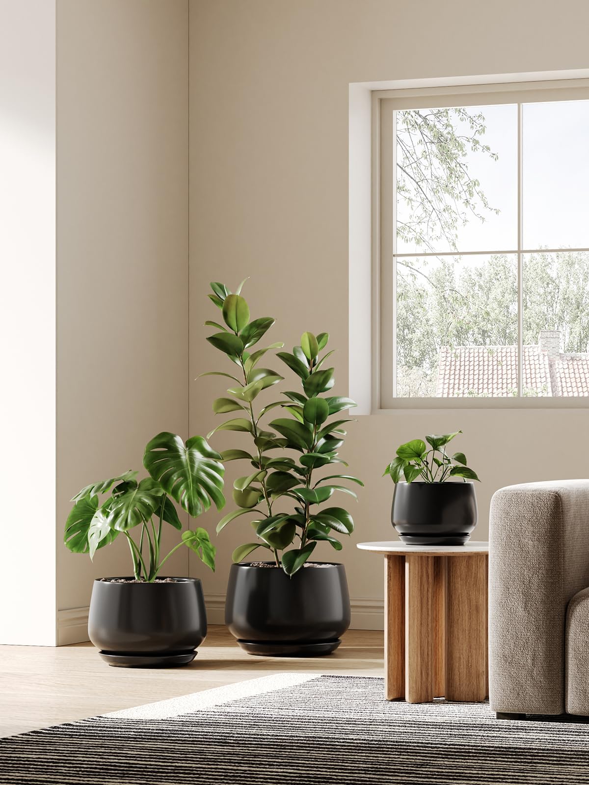 Modern Ceramic Indoor Planter Set