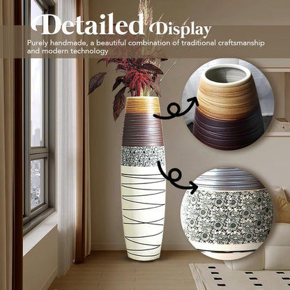 Tall Rustic Ceramic Floor Vase Decor