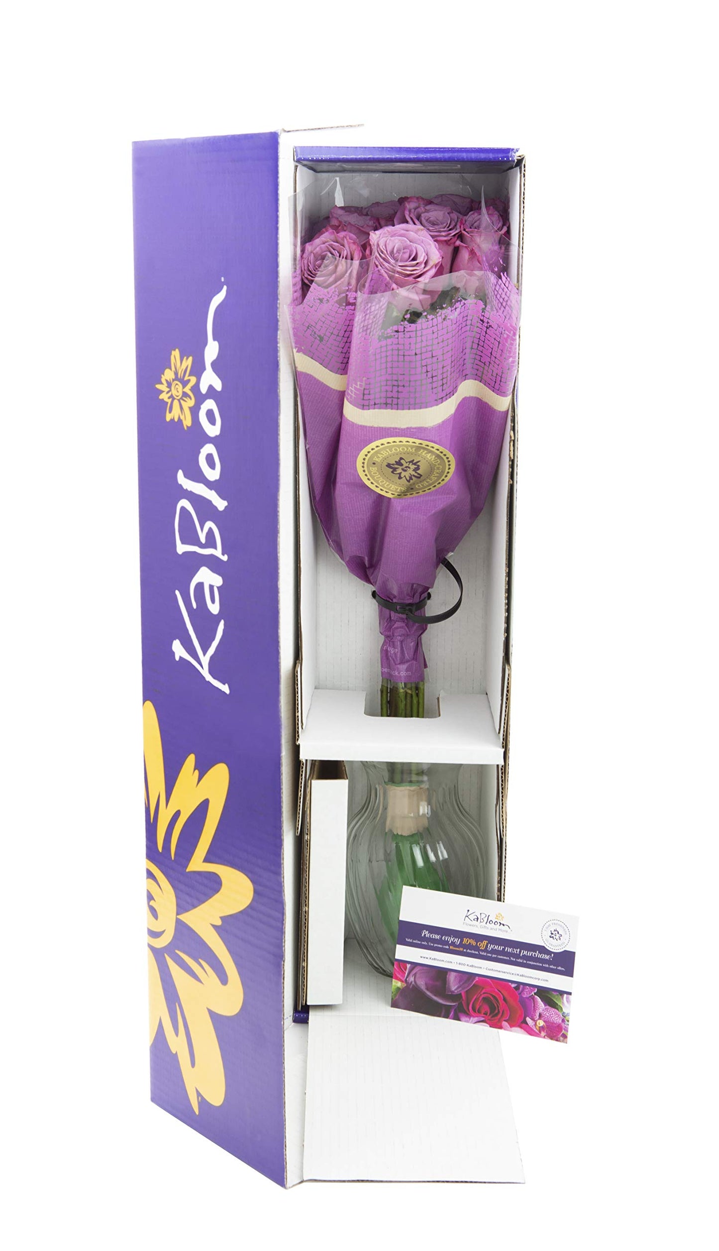 Long Stem Purple Rose Bouquet With Vase