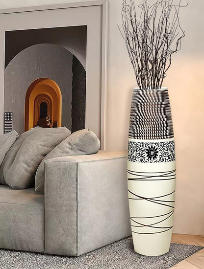 Tall Rustic Ceramic Floor Vase Decor