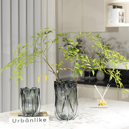 Modern Hand Blown Grey Glass Vase