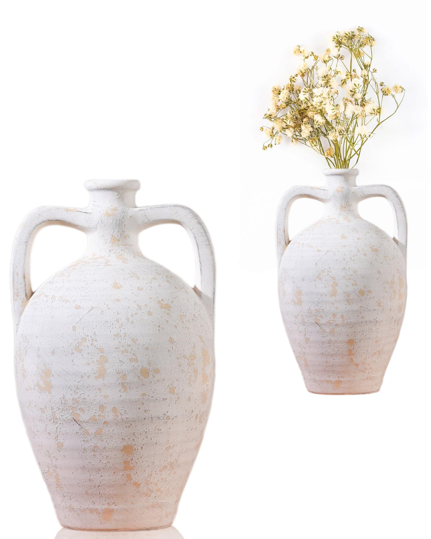 Large Beige Mediterranean Boho Vase