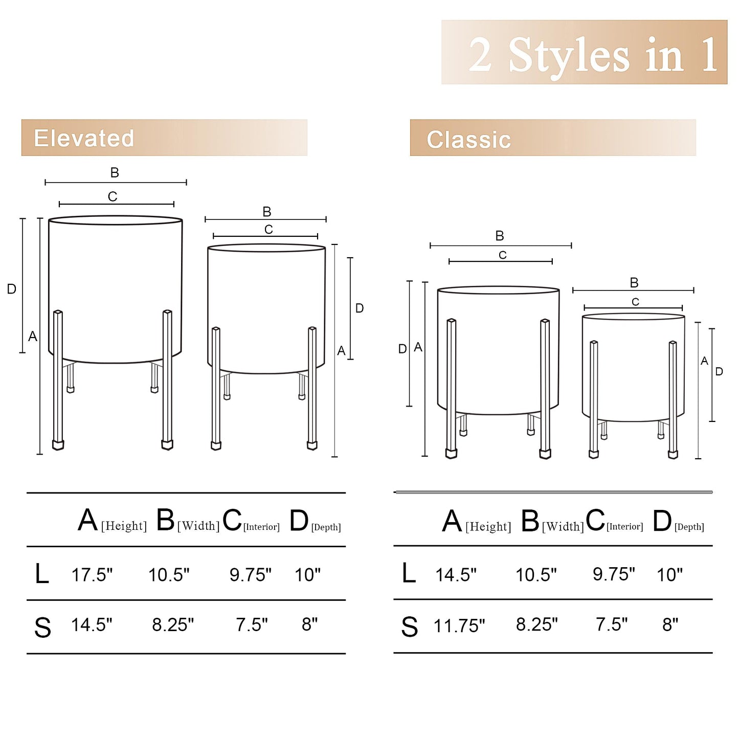 Modern Metal Planter Pots With Stand