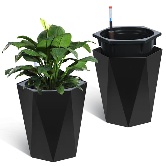 Tall Self Watering Outdoor Planter Set