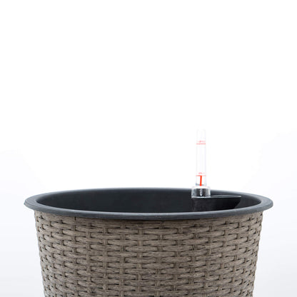 Gray Wicker Self Watering Planter