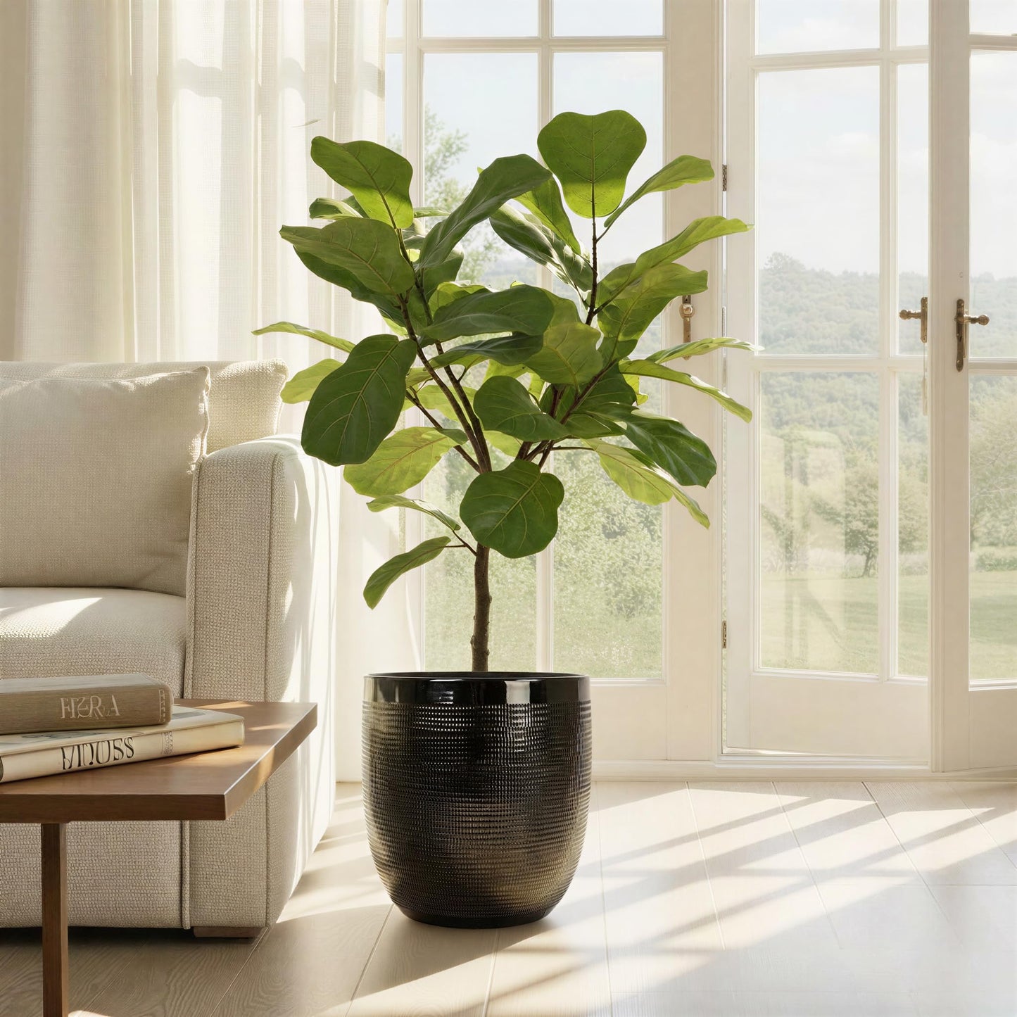 Creative Co-Op Coastal Embossed Textured Stoneware Planter