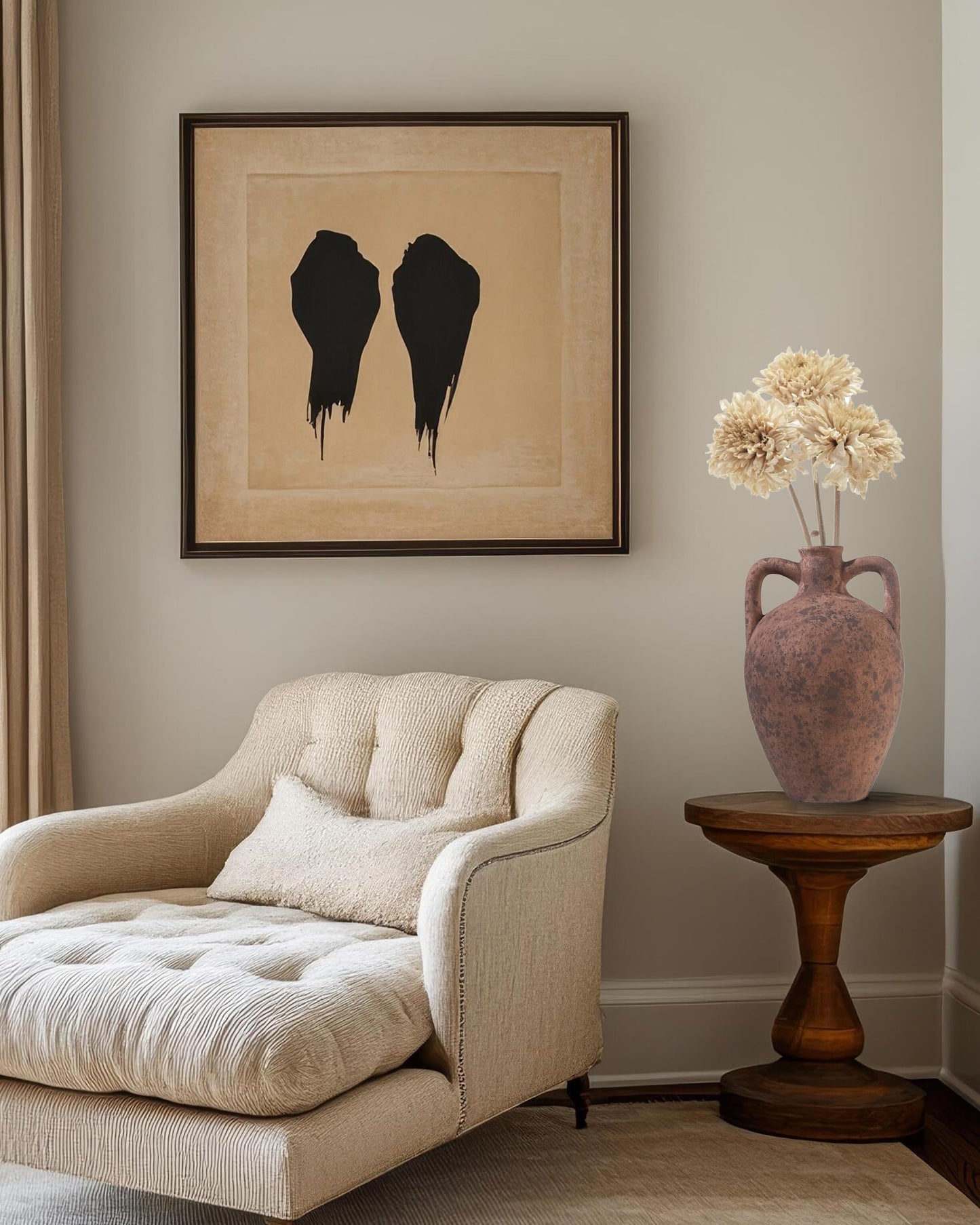 Large Beige Mediterranean Boho Vase