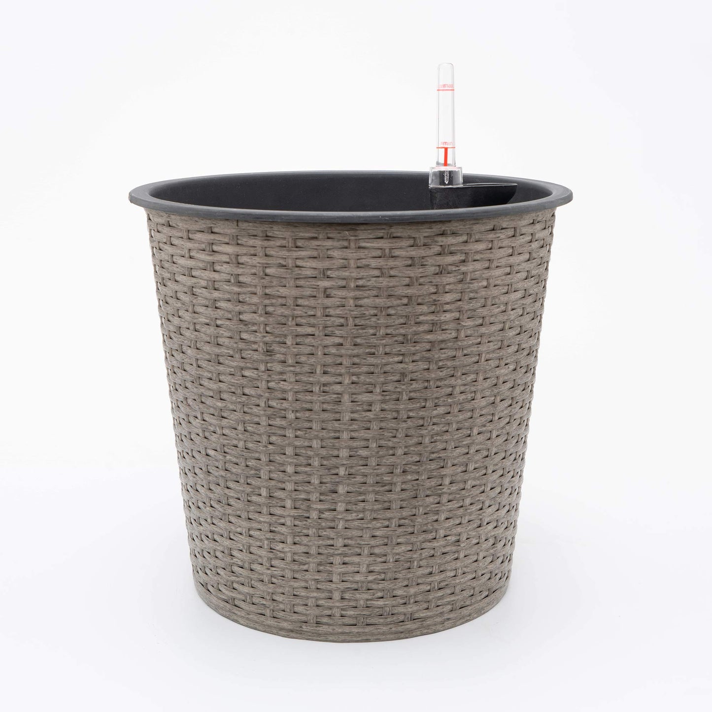 Gray Wicker Self Watering Planter