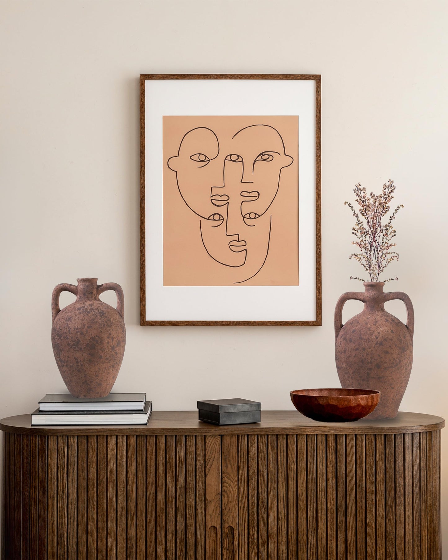 Large Beige Mediterranean Boho Vase