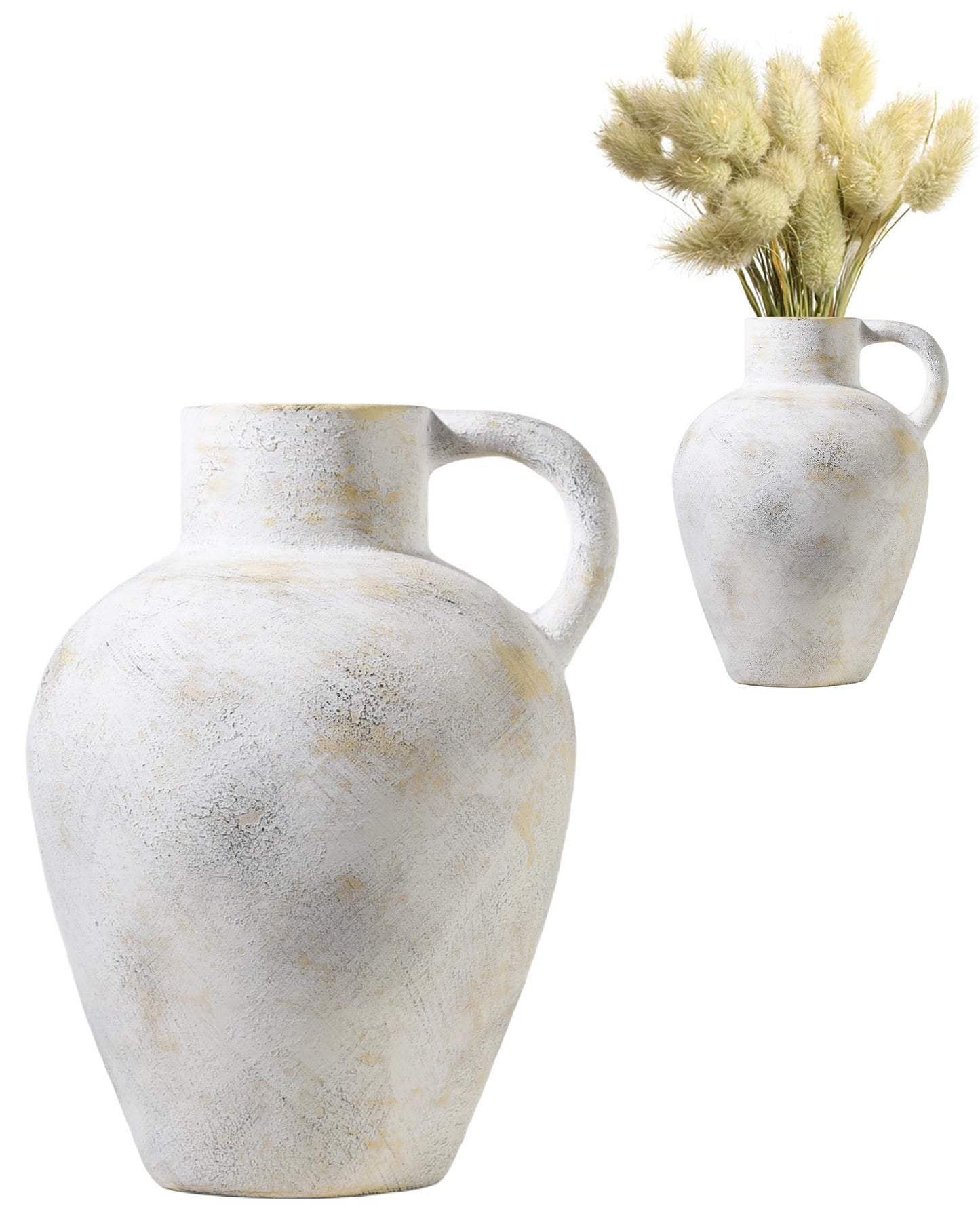 Large Beige Mediterranean Boho Vase