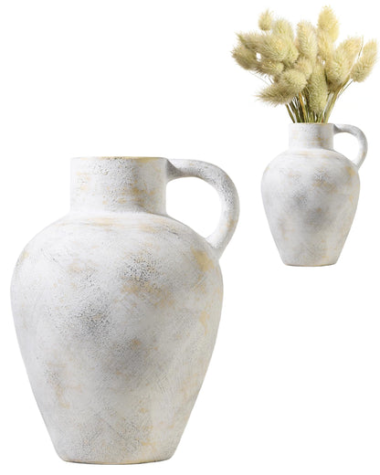 Large Beige Mediterranean Boho Vase