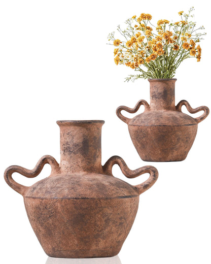 Large Beige Mediterranean Boho Vase
