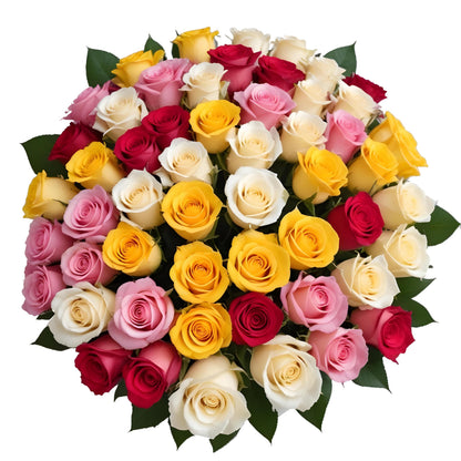 Assorted Multicolor Fresh Rose Bouquet