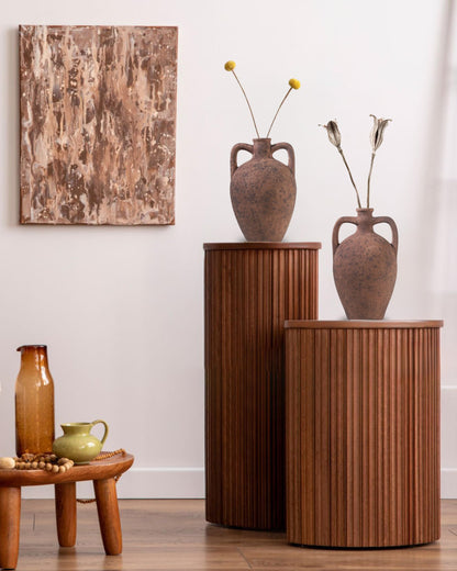 Large Beige Mediterranean Boho Vase