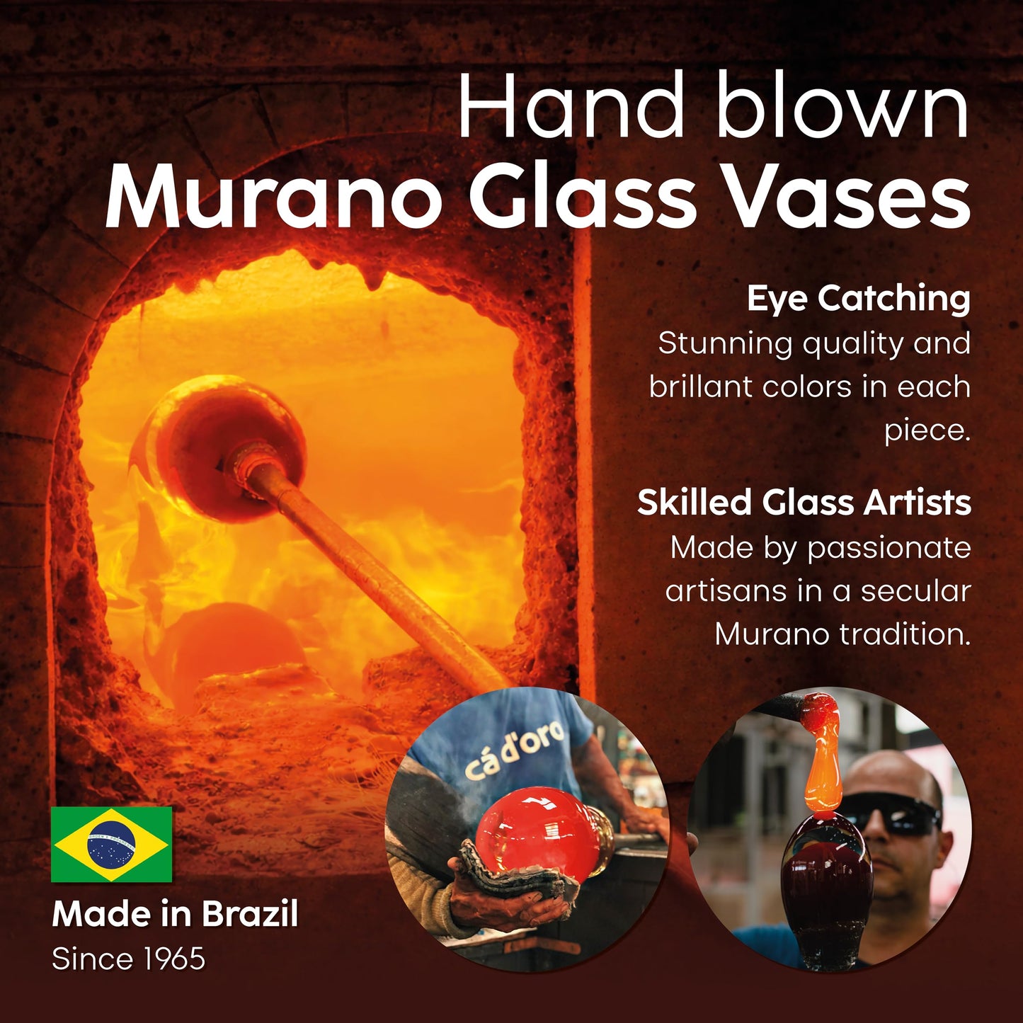 Hand Blown Murano Style Art Glass Vase