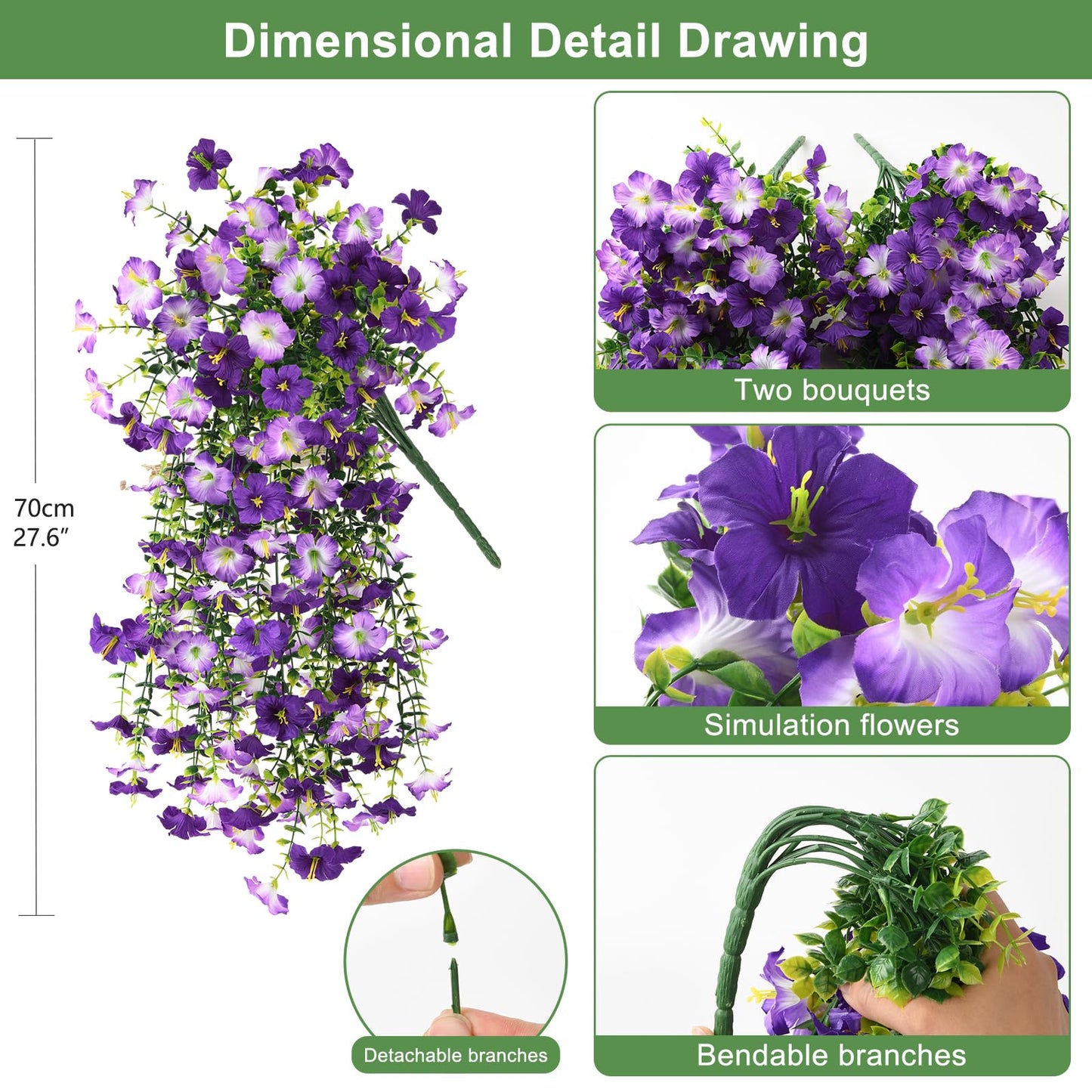 Artificial Hanging Morning Glory Vine Set
