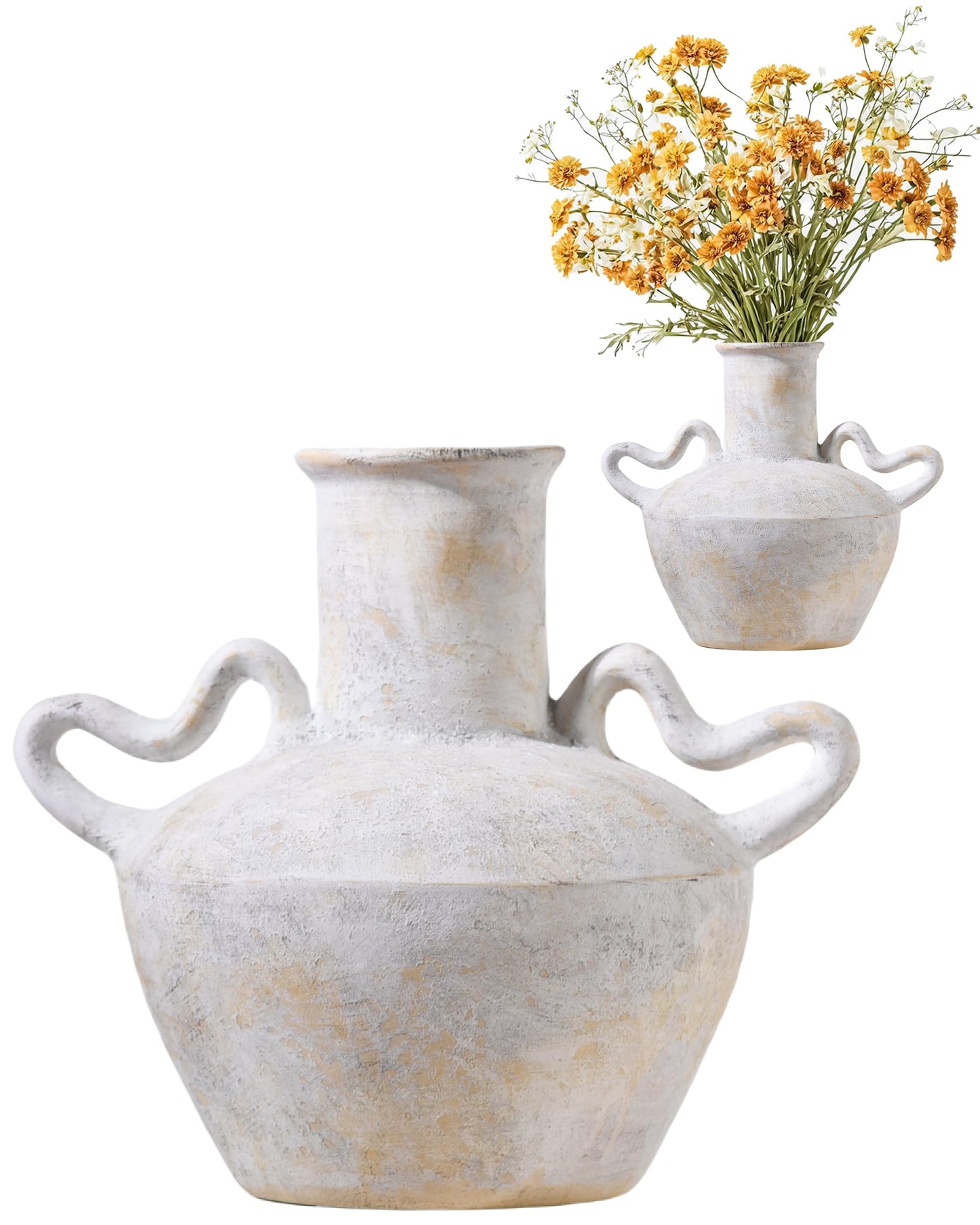 Large Beige Mediterranean Boho Vase