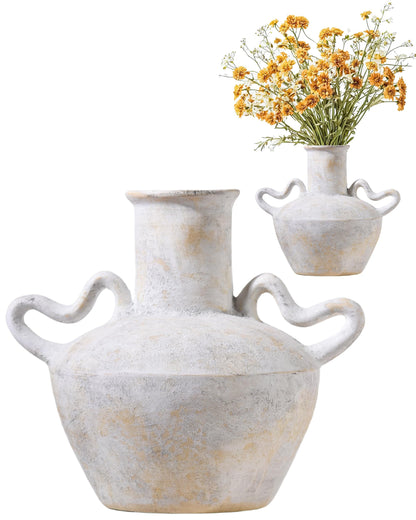 Large Beige Mediterranean Boho Vase