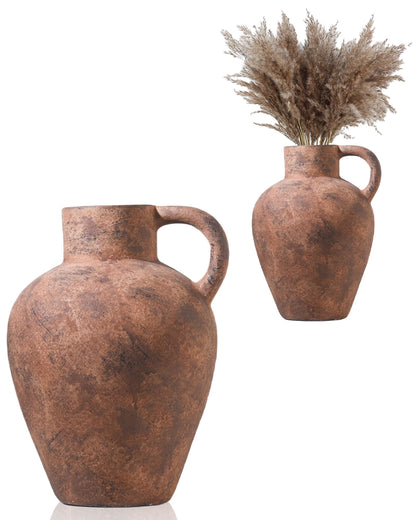 Large Beige Mediterranean Boho Vase