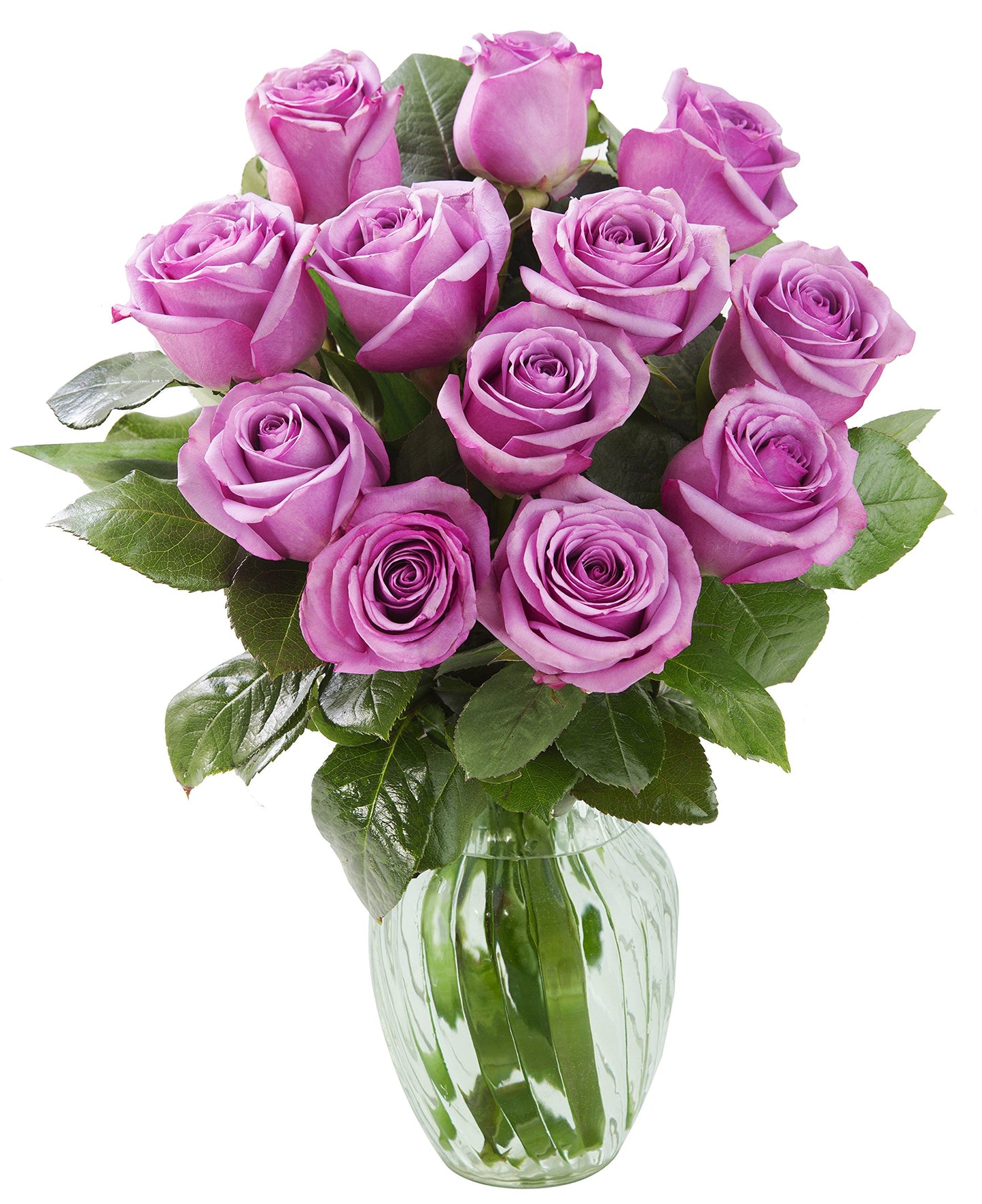 Long Stem Purple Rose Bouquet With Vase
